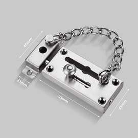 Winlauyet Stainless Steel Slide Bolt with Anti-Theft Chain Internal Door Chain Latch Inside Door Lock Reliable High Security Safety Door Lock