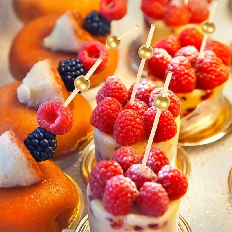 200pcs Disposable Fruit Skewers Bamboo Skewers Flower Skewers Fruit Fork
