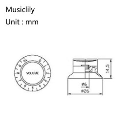 Musiclily Pro Left Handed Metric Size 18 Splines 2 Volume 2 Tone Potato Knobs Top Hat Reflector Knobs Set for Epiphone Les Paul SG Style Electric Guitar, Black with Silver Top