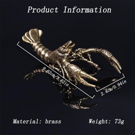 WJXFHTD 1PCS Crayfish Figurine Solid Brass Lobster Figurine Brass Animal Figurines Desktop Statue Collectibles Brass Decorative Objects Home Decor Office Home and Shelf Decorations