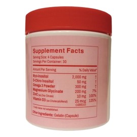 Mr Ros Happy Hormones PCOS Multivitamin Capsules - Myo-Inositol and D-Chiro Inositol Supplement - Omega-3 and Vitamin D3 Supplement Capsules - 40:1 Ratio, 120 Easy Swallow Caps