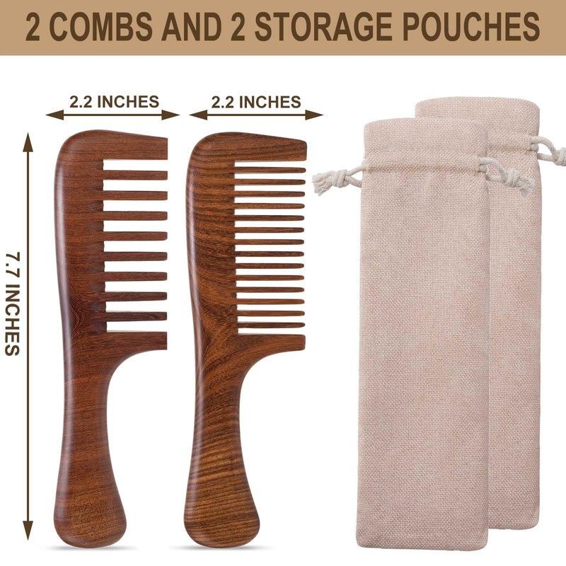 Wooden Comb, Wide Tooth Comb for Scalp Massage & Distribute