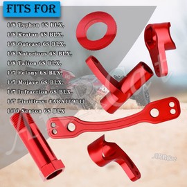 ARRCat Steering Bell Crank Set fits for Arrma 1/8 Typhon Kraton Mojave Outcast Felony Infraction Notorious 6S BLX, Aluminium Steering Rack Servo Saver,RC Upgrade Parts Hop up (Red)