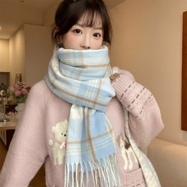 [Imported] Autumn/Winter Cashmere-Like Shawl Scarf for Women - Warm & Stylish Free Size / Ocean Blue - 50x200cm 2ea