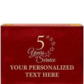 Crown Awards 5 Years of Service Rosewood Humidor Gift, Customize with Your Own Text Engraving