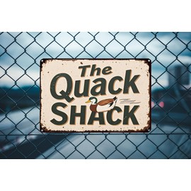 Vintage Duck Coop Sign "Quack Shack" - 12x8 Inch Rustic Metal Tin Plaque for Farmhouse, Pub, Bar Wall Decor - Waterfowl & Chicken Themed Door Name Plate
