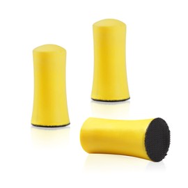 SPEEDWOX 3 Pieces 1 inch Hand Sanding Blocks, Mini Sanding Pad Sanding Fleece Hook Backing Plate for Wood, Furniture, Restoration, Polishing, Home and Car (Yellow)