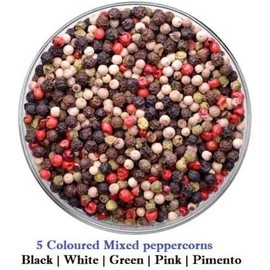 Whole Mixed Dried Peppercorns Pepper in 5 Colours Black White Pink Green Pimento (50g)