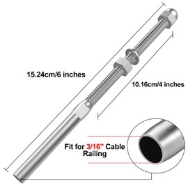 BLIKA 50 Pack 6" Long 3/16" Swage Threaded Stud Tension End Fitting Terminal for Deck Cable Railing T316 Stainless Steel, 3/16" Swage Threaded Terminal for 4x4, 2x2 Wood Metal Post