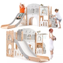 Unbranded 8 in 1 Toddler Slide Indoor Playground Kids Indoor Outdoor Slide Toddler Playset