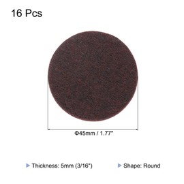 sourcing map 16pcs Felt Furniture Pads, 1.77 Inch Round Small Felt Chair Leg Floor Protectors Prevent Scratches for Furniture Hard Floor, Brown
