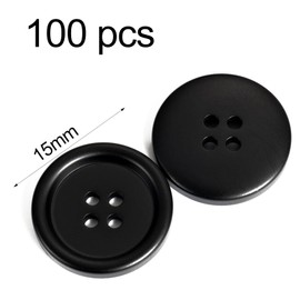 Pack of 100 Buttons for Clothing, Resin Buttons, Black Buttons, 4 Holes Buttons for Crafts, Round for Sewing, Base Button, Resin Buttons for Dresses, Sewing, DIY, Crafts, Scrapbooking and Decorating,