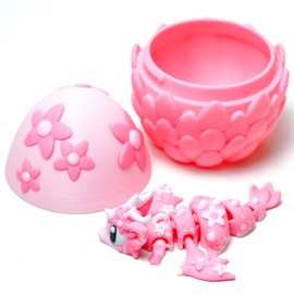 3D Printed Dragon Egg Toys Model, Flexible Joint Animal lace Statue, Small 3D Dinosaur Dino Eggs Toy, Fidget restlessness, ADHD Toy, Surprise Fantasy Easter Gift for Kid Boy Girls (Cherry Blossom)