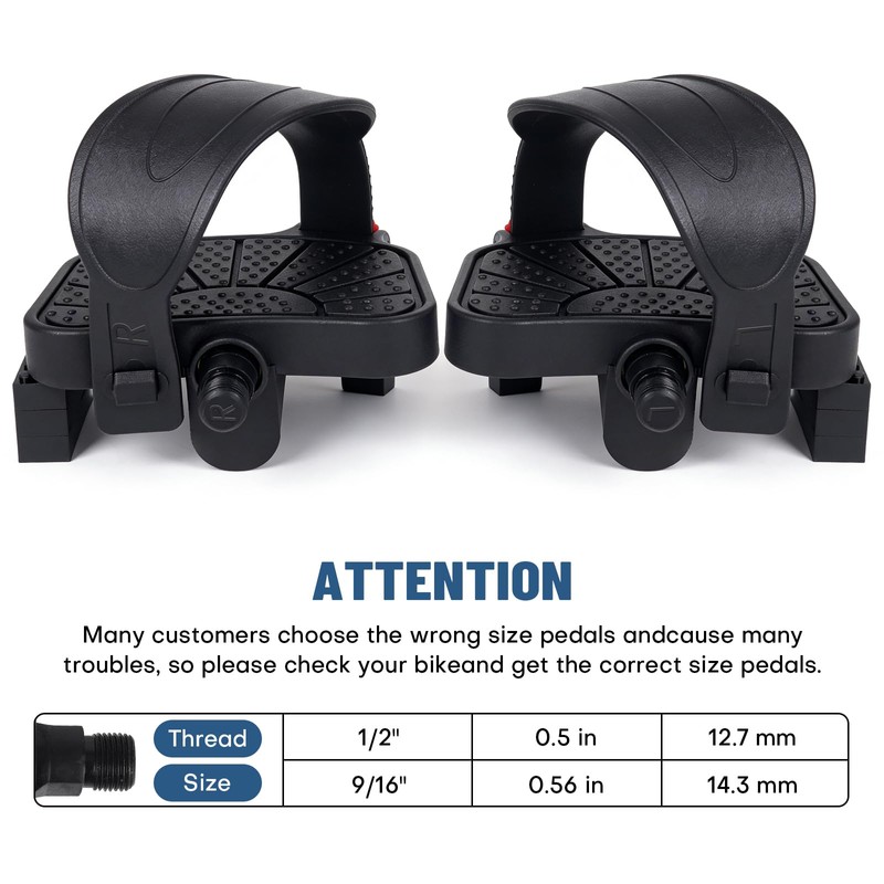 Nezylaf Exercise Bike Pedals with Straps - 9/16" Dual Compatibility