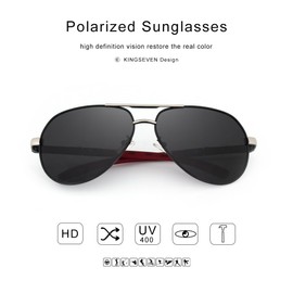 KINGSEVEN Classic Polarized Sunglasses for Men Women Retro Aluminum magnesium Sun glasses K725 (SILVER/GRAY)