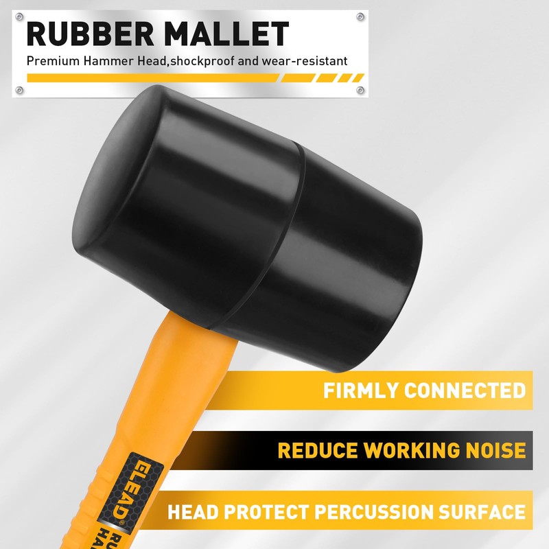 ELEAD 6-Piece Mallet Hammer Set, Fiberglass Handle Forge Steel Head,