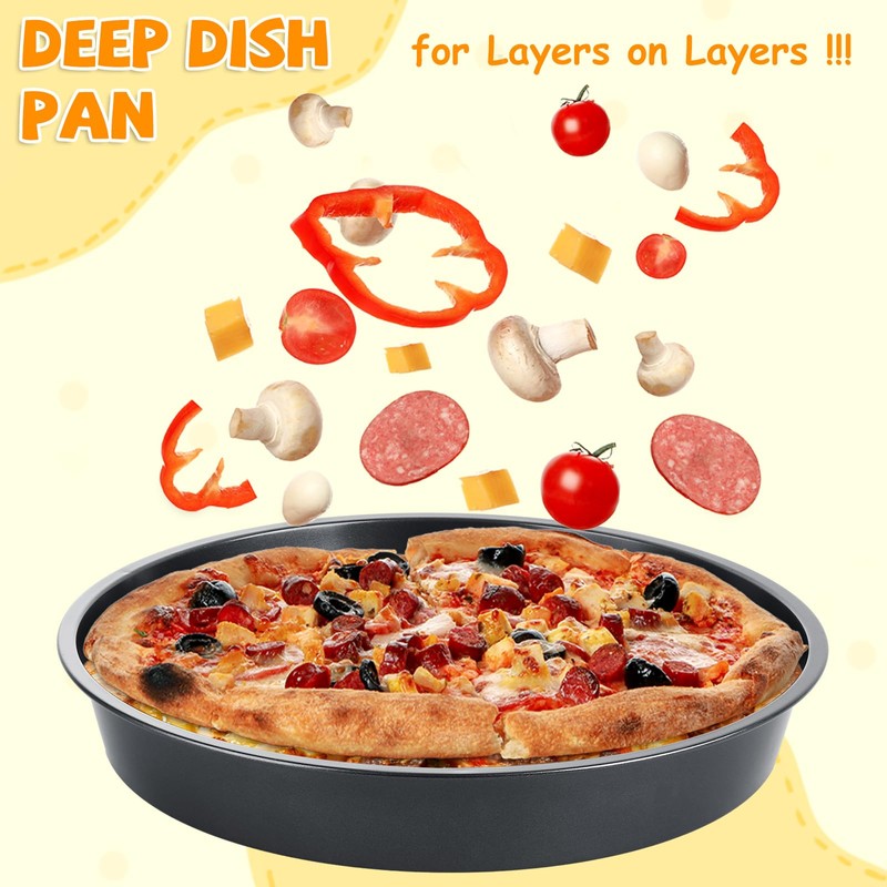 AKOLAFE 4 Pack Deep Dish Pizza Pan 12 Inch Pizza