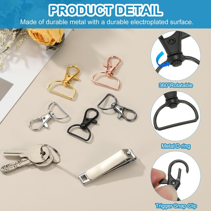 PATIKIL 3/4 Inch 20 mm Swivel Lobster Clasp, 60 Pcs