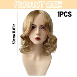 Blonde Curly Wig, Short Blonde Bob Wig For Women, Natural Look Synthetic Hair, Perfect For Cosplay, Halloween, Theme Parties, Weddings, Photo Shoots, Night Out