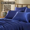 VCUSUELER Silk Like Satin Bed Sheets, 6-Piece Navy Blue Queen