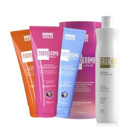 Kit FASHION GOLD Blowout 300g + CRONOGRAMA CAPILAR Hair Care System 750g