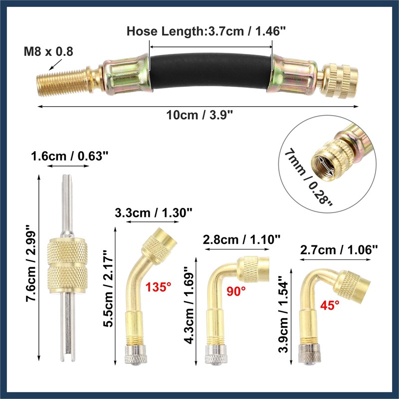 INFINAUTO 9pcs Tire Valve Stem Extension Dual Extender Pipe 3.9"