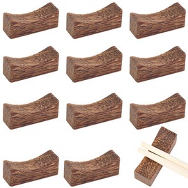 CRASPIRE 12Pcs Wooden Chopstick Rest Set Natural Wood Chopsticks Holder Rack Brown Arch Shape Dinner Spoon Fork Brush Pen Tableware Decorations for Home Hotel Restaurant Kitchen Table Accessories