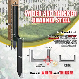 Fence Post Repair Kit 2Pcs: Heavy-Duty Ground Stakes for Leaning or Rotted Posts with All Necessary Hardwares