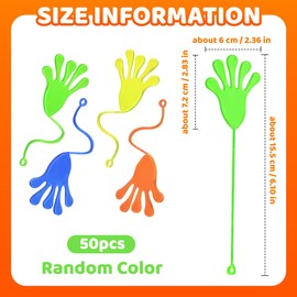 50 Pcs Sticky Hands Party Favors Toys,Stretchy Elastic Climbing Palms Novelty Funny,for Carnival Birthday Party Favors,Loot Goodie Party Bags Fillers,Random Color