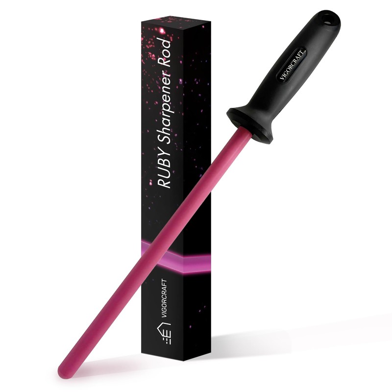 VIGORCRAFT Ruby Sharpener Rod: Durable Knife Sharpener, Harder Than Steel