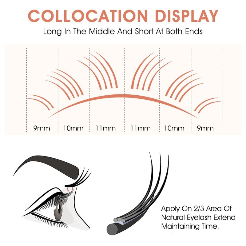 NATUHANA WW Clover Eyelash Extension 0.07 mm D Curls 9-15