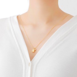 BIFACE Women's 16K Gold Plated Initial Pendant Necklace, Titanium Steel Chain, Valentine's Day & Christmas Gifts