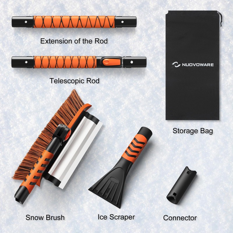 Nuovoware 60" Ice Scraper and Extendable Snow Brush for Car