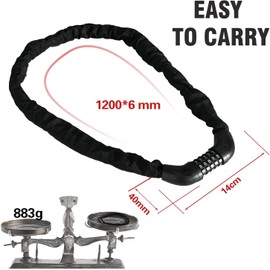 Bike Chain with 5 Digit Combination Heavy Duty Anti Theft 3.93FT Resettable Security for Bicycle Scooter Motorcycle Gate Fence