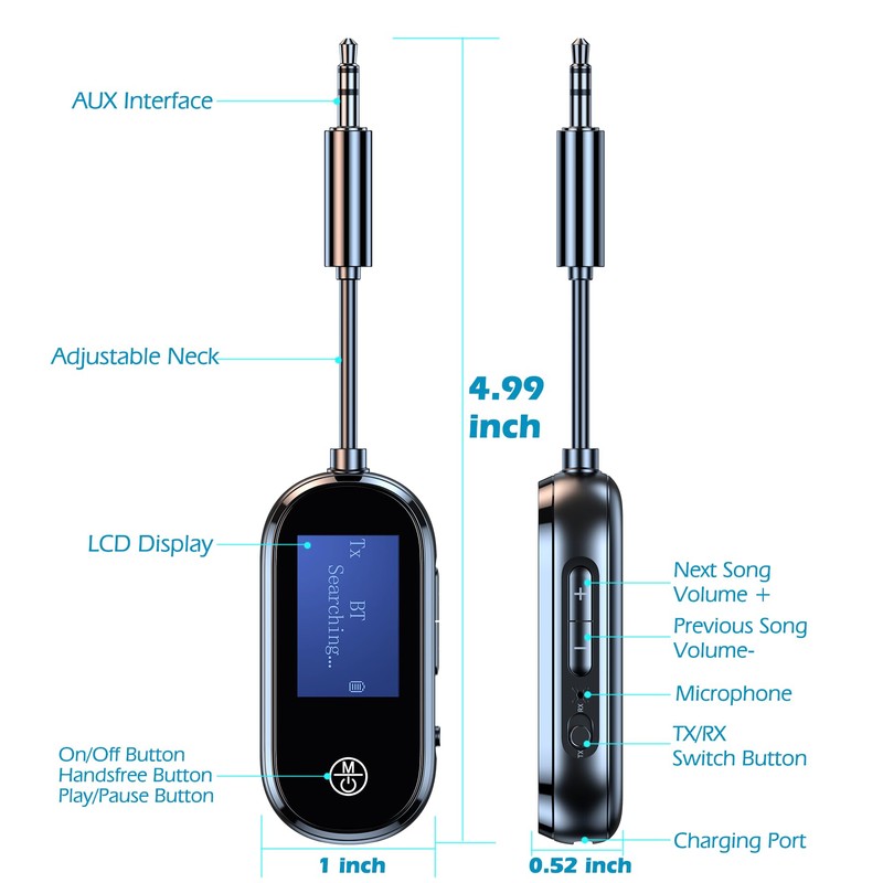 KAIY Airplane Bluetooth Adapter for Headphones, KAIY Wireless 5.3 Transmitter
