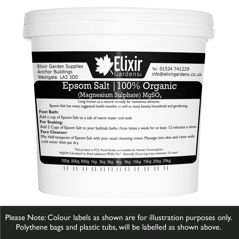 Elixir Gardens Pure Organic FCC Food Epsom Salt |1kg Re-Sealable