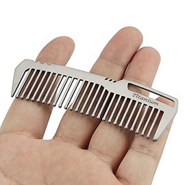 SNZ Titanium Comb Comb Titanium Outdoor Travel Compact Mini Portable Pocket Hair Hair Lightweight (Blue)