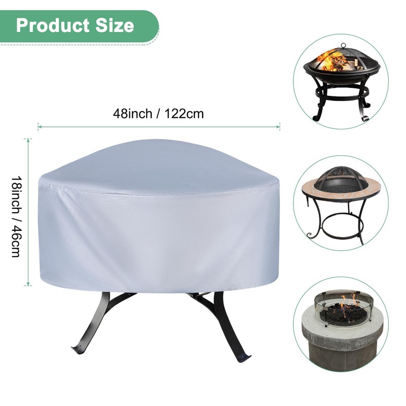 M METERXITY Round Outdoor Fire Pit Cover, 48" x 18"