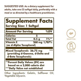 SOLGAR Solgar Vitamin E 268 mg (400 IU), 250 Mixed Softgels - Natural Antioxidant, Skin & Immune System Support - Naturally-Sourced Vitamin E - Gluten Free, Dairy Free - 250 Servings
