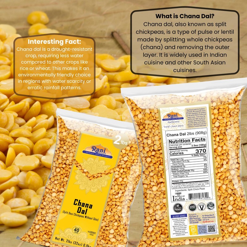 Rani Chana Dal (Split Desi Chickpeas without skin) 32oz (2lbs)