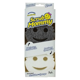 Scrub Daddy Scrub Mommy Washing Up Sponge - Dual Sided Scrubbing Non Scratch Scourers, Smiley Face Sponges for Cleaning Kitchen & Bathroom, Dish Scrubber, FlexTexture Home Products, Style Two Pack