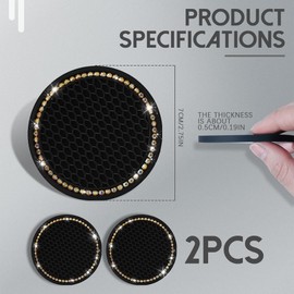 Kutyun 2PCS Bling Car Cup Coaster, Universal Non-Slip Cup Holders Embedded in Ornaments Coaster, 2.75In Car Drink Cup Mat, Vehicle Interior Decor Accessories (AB, 2PCS)