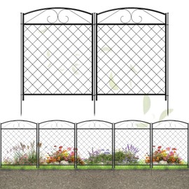 Zhongma Decorative Metal Garden Fence,Pack of 4pcs, Total 26" H x 100" L