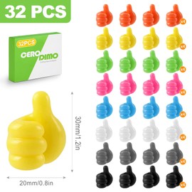 CeroDimo 32 PCS Creative Silicone Thumbs Up Wall Hook - Multi-Function Self-Adhesive Holder for Cables, Keys, Makeup Brushes, Desk Organizer - Cute Pencil Holder