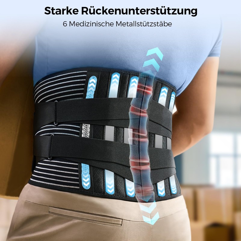 Strong Support Back Support, Breathable Disc Belt with 6 Metal