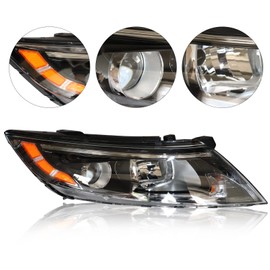 OUKANING - For 2014 2015 Kia Optima Halogen Projector Headlight Headlamp Replacement Passenger Right Side RH Black Housing