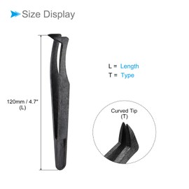 CoCud Plastic Tweezer, 4.7" Length Anti-static Curved Tip Pickup Tool (Black) - (Applications: for Mechanical Equipment Repair), 10-Pieces