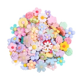 UUYYEO 50 Pcs Resin Flower Charms Flat Back Flower Cabochons Cute Slime Charms Flower Flatbacks Scrapbooking Embellishments