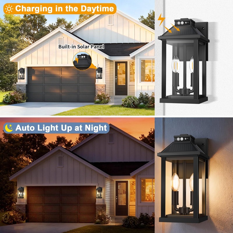 Beikingsun Solar Porch Lights Outdoor with Motion Sensor, Dusk to