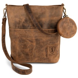 Berliner Bags Vintage Schultertasche Sofia, Umhängetasche aus Leder mit 2 Riemen, Handtasche für Damen - Braun